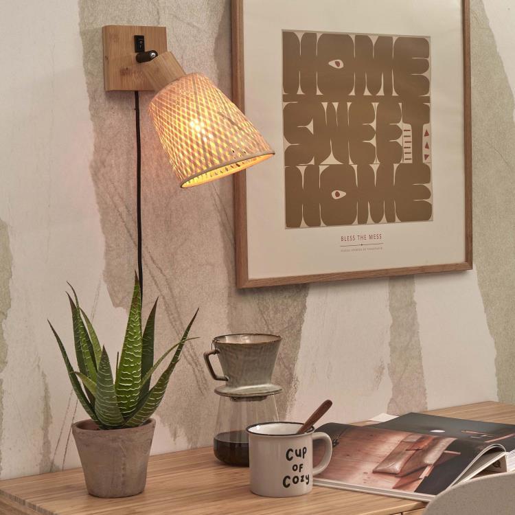 Applique murale bambou Ø15cm JAVA naturel