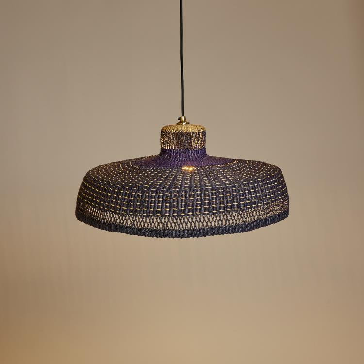 Suspension tressée Ø45cm HATTER DASH Naturel/Bleu/Noir/Violet