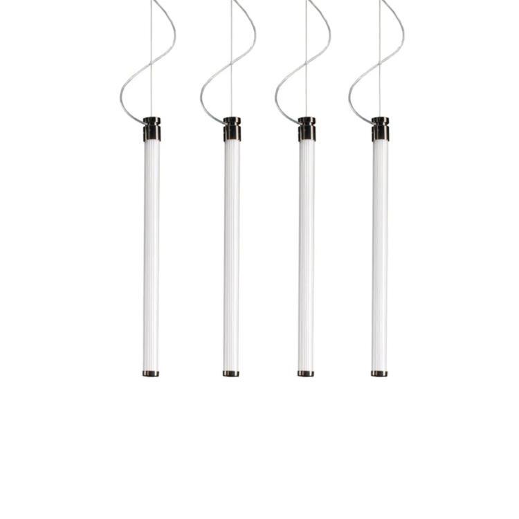 Suspension 4 lumières LED avec dimmer OORT Blanc miroir