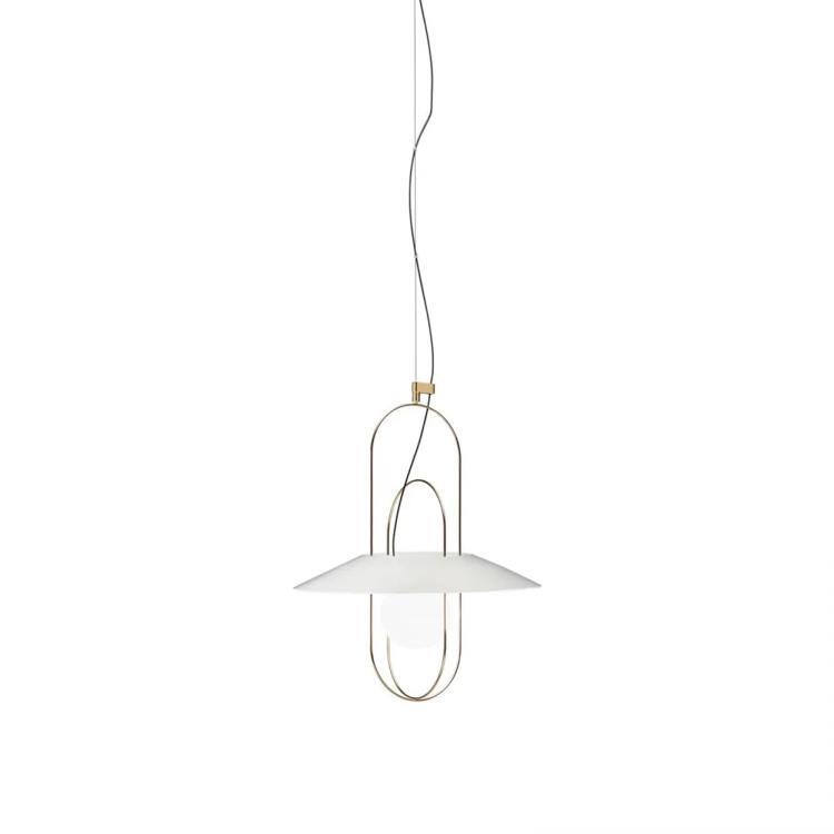 Suspension LED dimmable Ø45cm SETAREH GLASS SMALL or et blanc