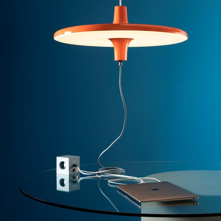 Suspension LED 2700K Dimmable avec Multiprise Ø60cm AVRO Orange