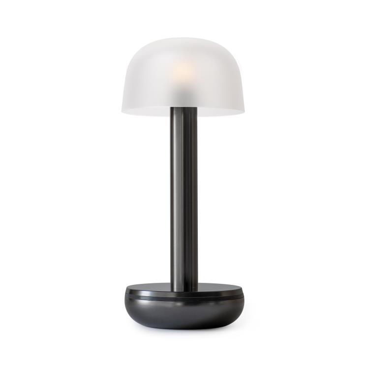 Lampe à poser LED d'extérieur sans fil & rechargeable H21.2cm TWO Titanium verre translucide