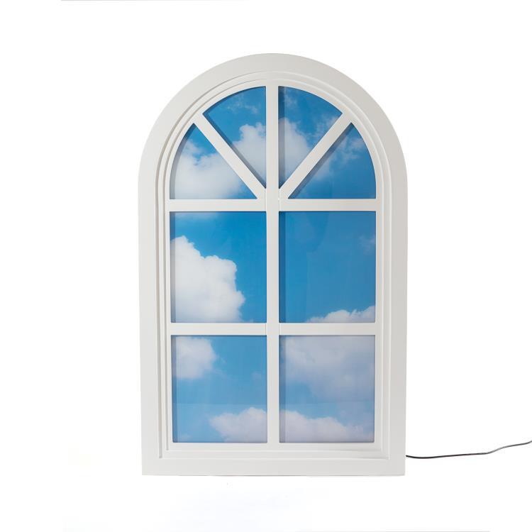 window lamp-lampe de sol bois et acrylique arrondie h90cm