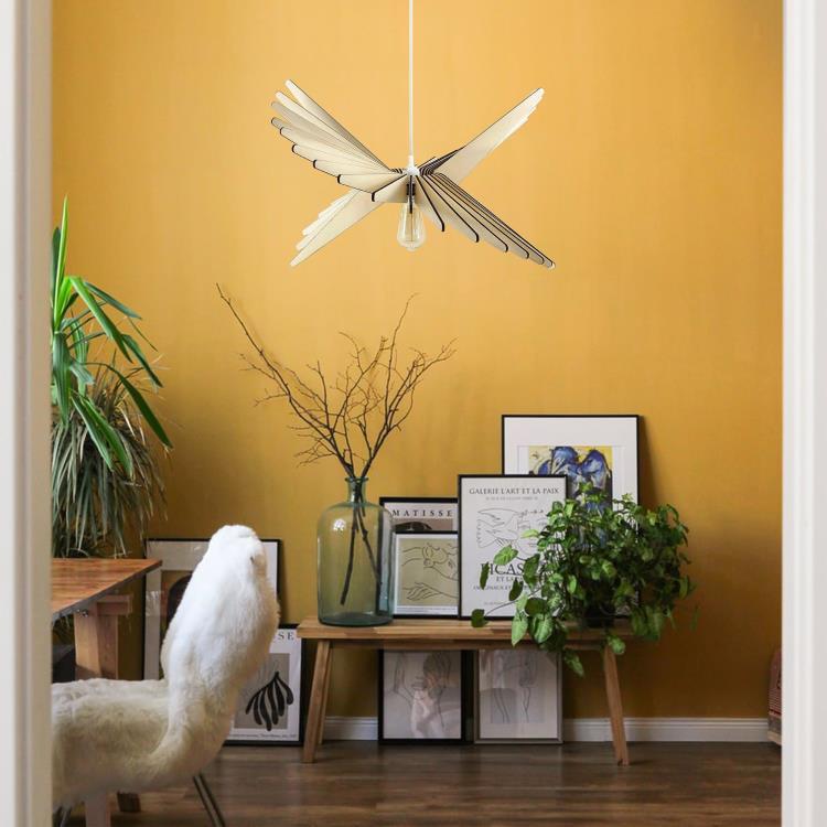 Suspension Bois FSC Ø65cm ALBATROS Bois câble blanc