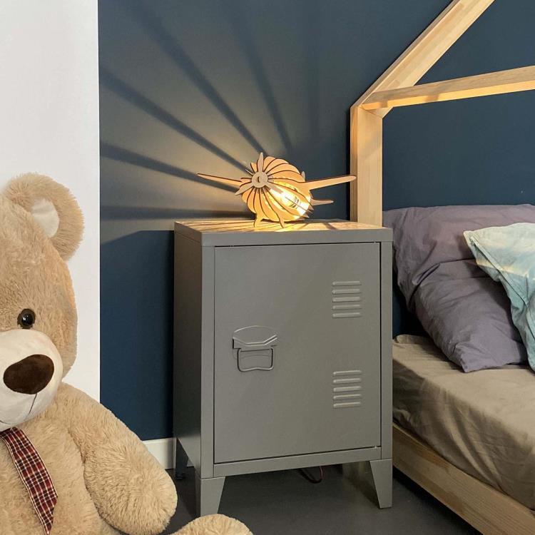 Lampe à poser Bois FSC H36cm ANTOINE Bois câble chanvre