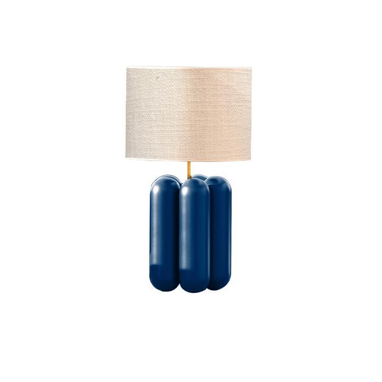 Lampe à poser Bois H32cm LA PETITE LAMPE CHARLOTTE Bleu / Laine bouclée