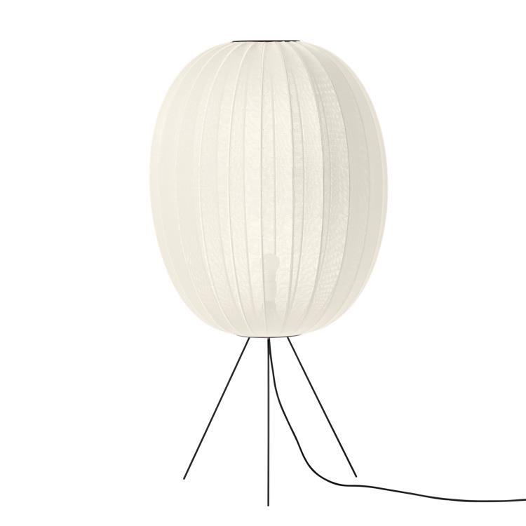 Lampe de sol ovale polyester tricoté Ø65cm KNIT WIT HIGH MEDIUM blanc perle