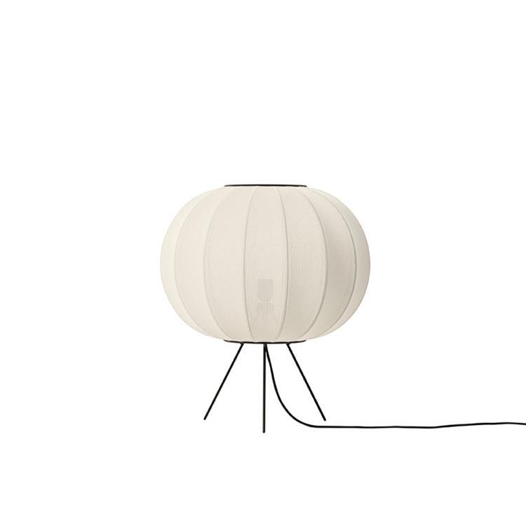Lampe de sol ronde polyester tricoté Ø45cm KNIT WIT ROUND LOW blanc perle