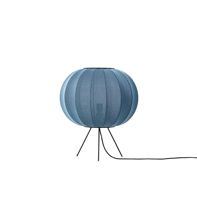 Lampe de sol ronde polyester tricoté Ø45cm KNIT WIT ROUND LOW Stone Blue