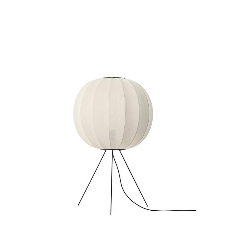 Lampe de sol ronde polyester tricoté Ø60cm KNIT WIT ROUND MEDIUM blanc perle