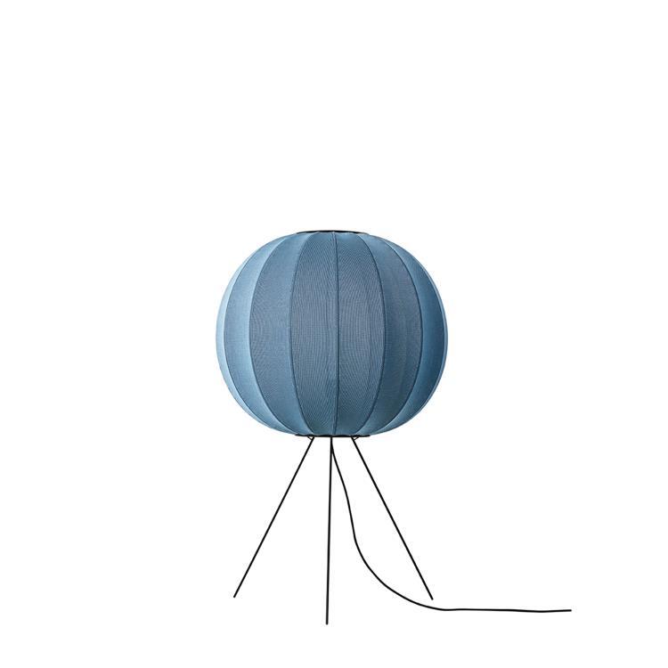 Lampe de sol ronde polyester tricoté Ø60cm KNIT WIT ROUND MEDIUM Stone Blue
