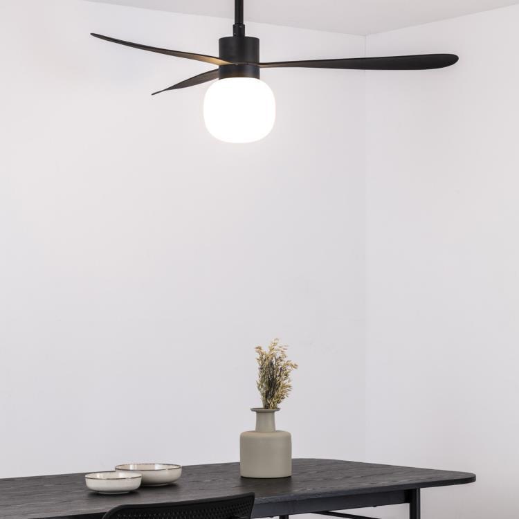 Ventilateur de plafond 3 lames Acier/ABS avec lumière LED dimmable Ø132cm AMELIA Noir