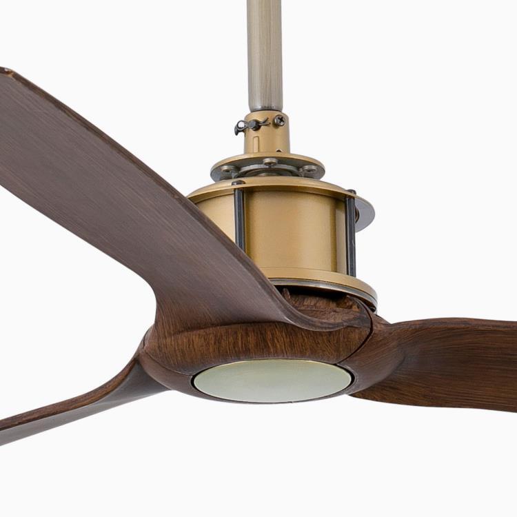Ventilateur de plafond 3 pâles Acier/PC Ø128cm JUST FAN M Or et bois
