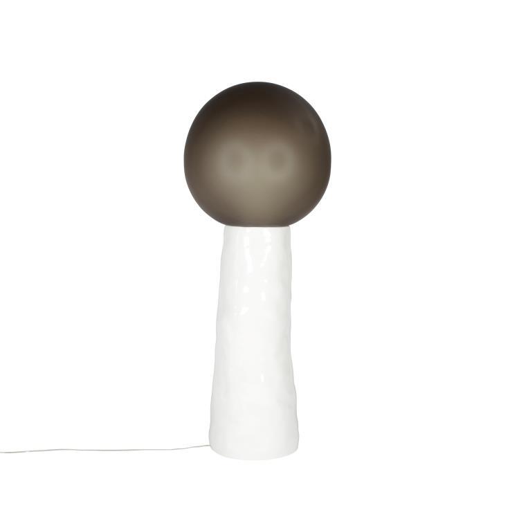 Lampadaire Verre/Céramique H150cm KOKESHI HIGH Gris acétate et blanc
