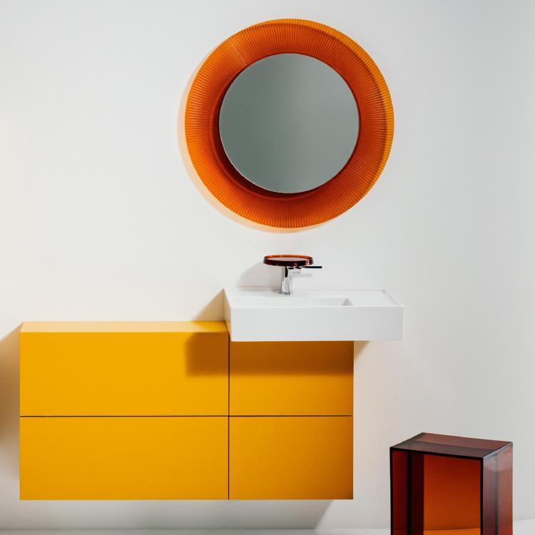 Miroir lumineux LED Salle de Bain Ø78cm ALL SAINTS tangerine orange