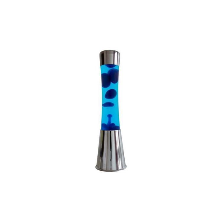 Lampe lave Métal/Verre H39cm TOWER Bleu et chrome