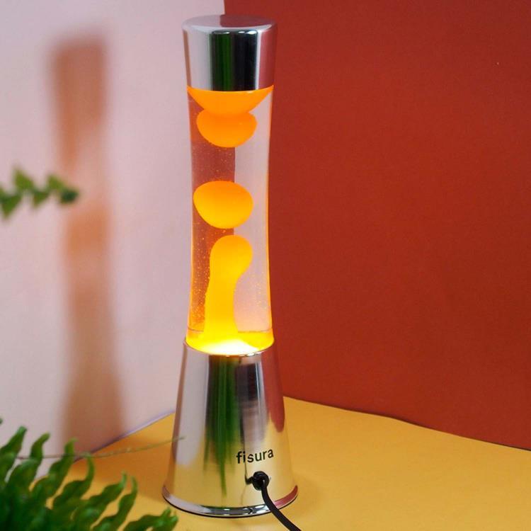 Lampe lave Métal/Verre H29cm TOWER ambre