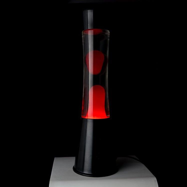 Lampe lave Métal/Verre H39cm TOWER Rouge et Noir