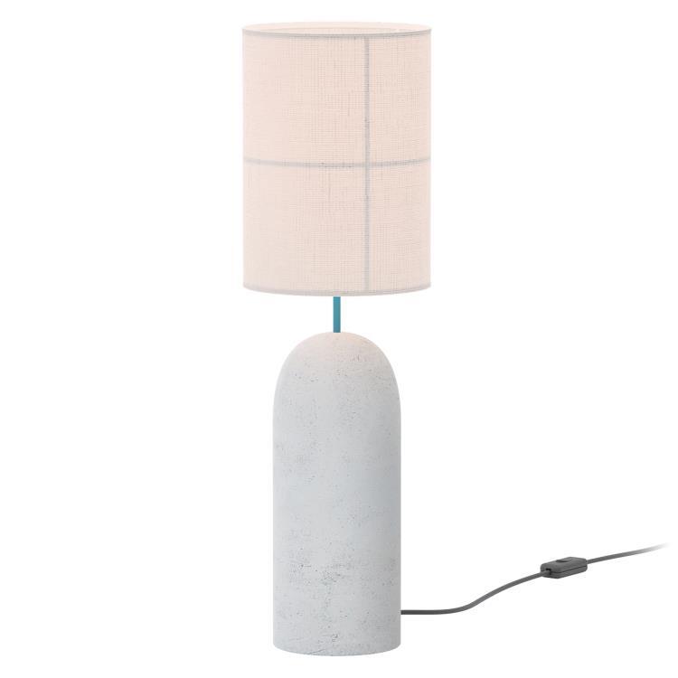 Lampe à poser Ciment/Tissu H60cm RANIA Blanc