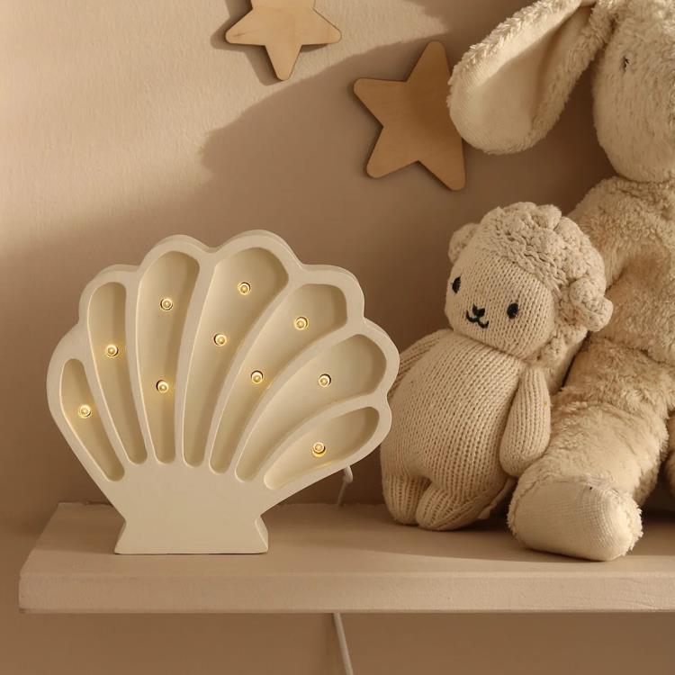 Lampe à poser LED Coquillage H16cm SEASHELL blanc perle