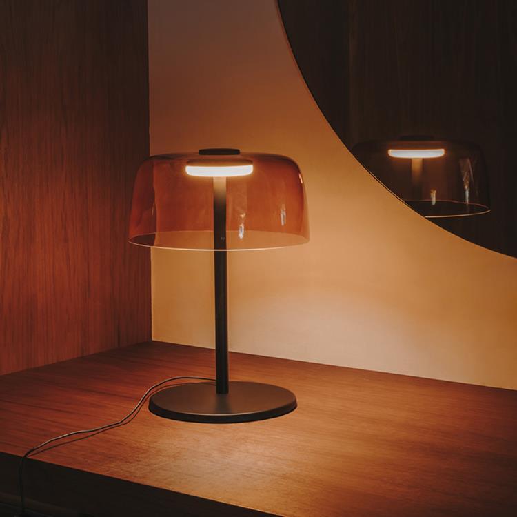 Lampe à poser LED Acier/Verre variateur intégré Ø32cm LEVELS ambre