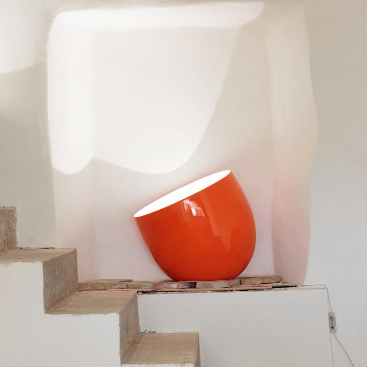 Lampe de sol LED Céramique variateur intégré H53cm PROJECTEUR orange brillant