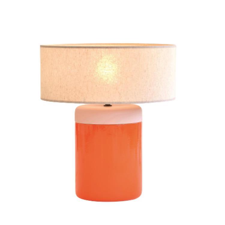 Lampe à poser Céramique/Lin H44cm TOTEM orange brillant