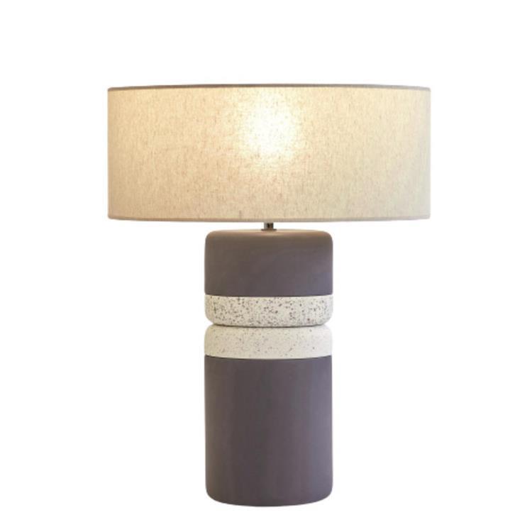Lampe de sol Céramique/Lin H63cm TOTEM Ciment et noir