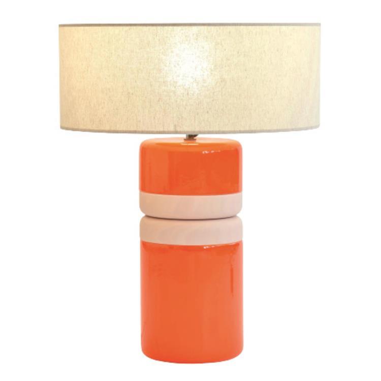Lampe de sol Céramique/Lin H63cm TOTEM orange brillant