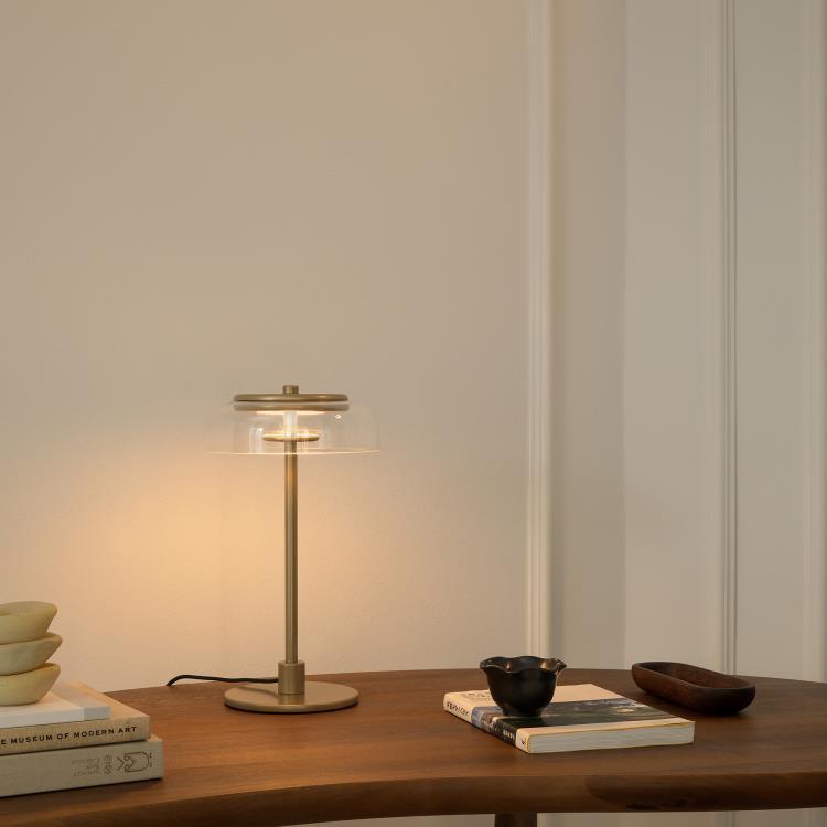 Lampe à poser LED Métal/Verre avec variateur H31cm BLOSSI SMALL doré transparent