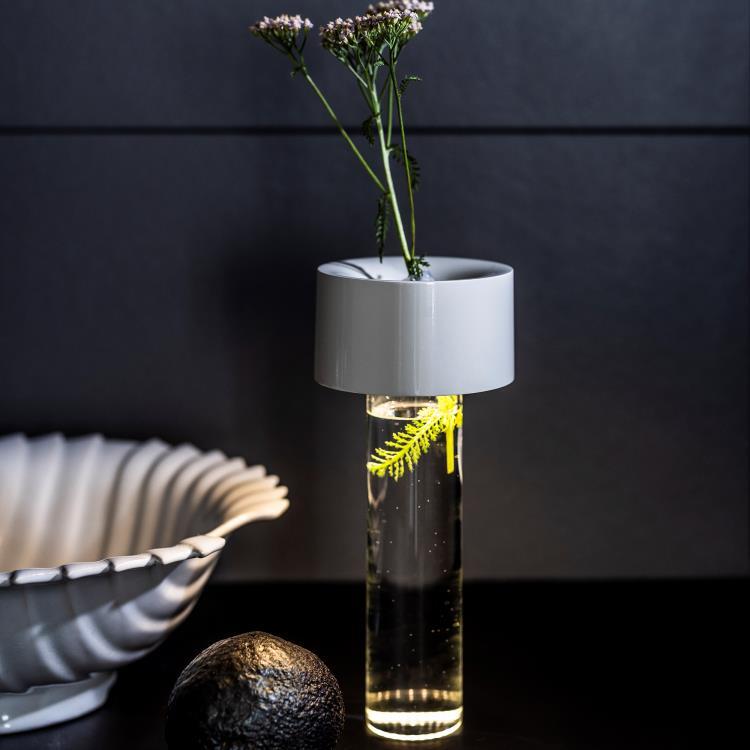 Lampe à poser / Vase LED sans fil H24cm FLEUR Blanc