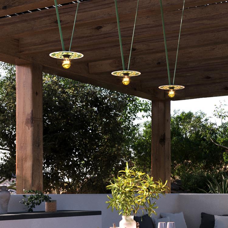 Guirlande lumineuse d'extérieur avec motifs Majoliques L10m MAJOLIQUES Vert et Jaune