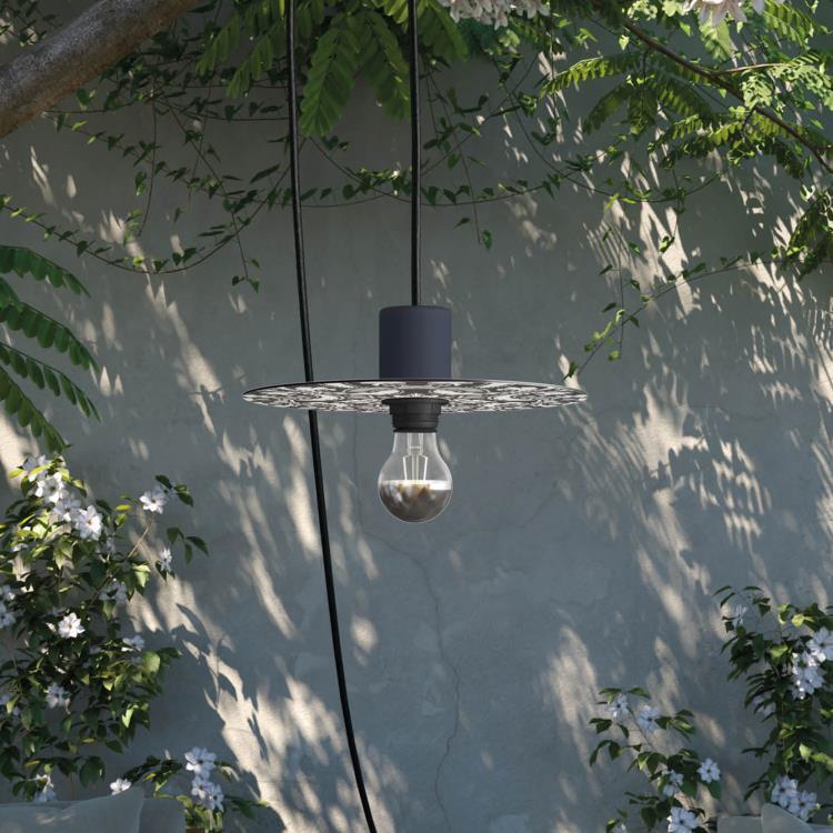 Lampe portative d'extérieur à suspendre avec motifs Majoliques L5m MAJOLIQUES noir blanc
