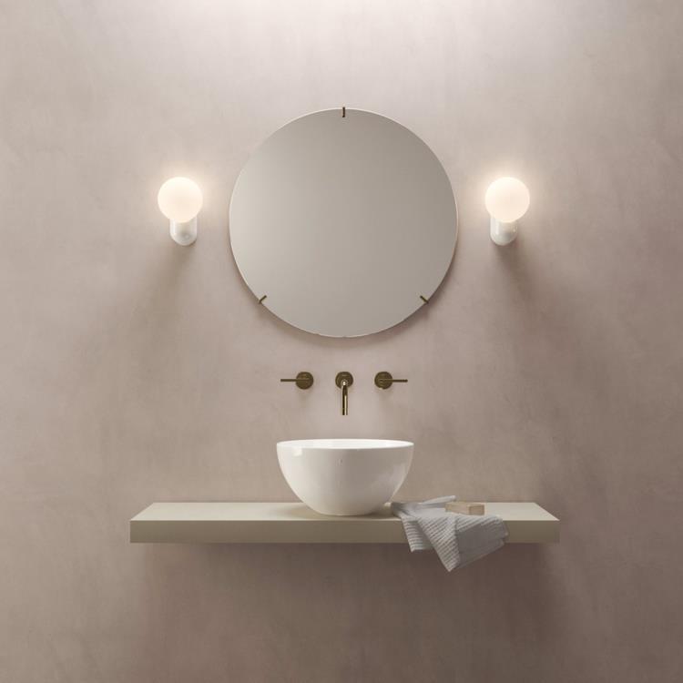 Applique murale Salle de bain Céramique H17cm LYRA SINGLE blanc brillant