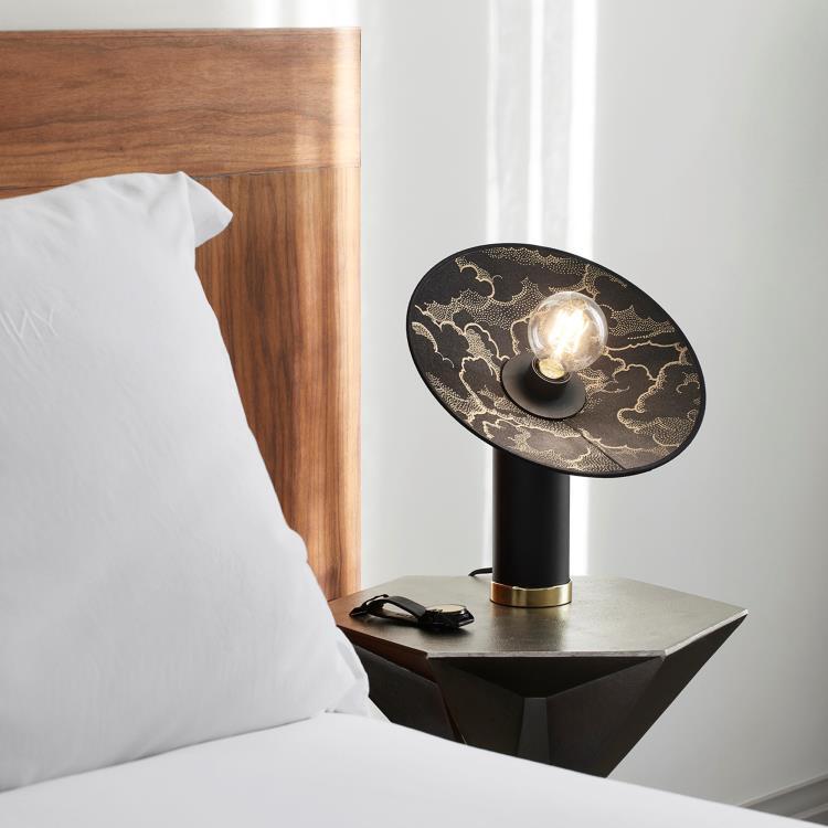 Lampe à poser Métal/Coton H37cm GATSBY Kumo Noir