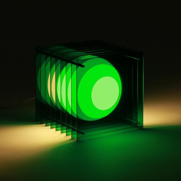 Lampe à poser LED Acrylique H24cm LOP BIG SQUARE Vert