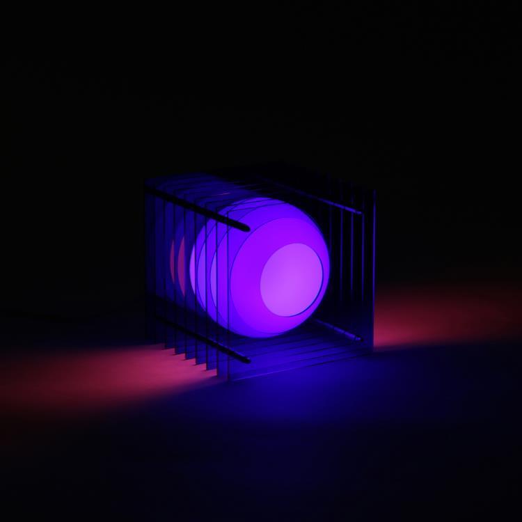 Lampe à poser LED Acrylique H18cm LOP SMALL SQUARE Bleu
