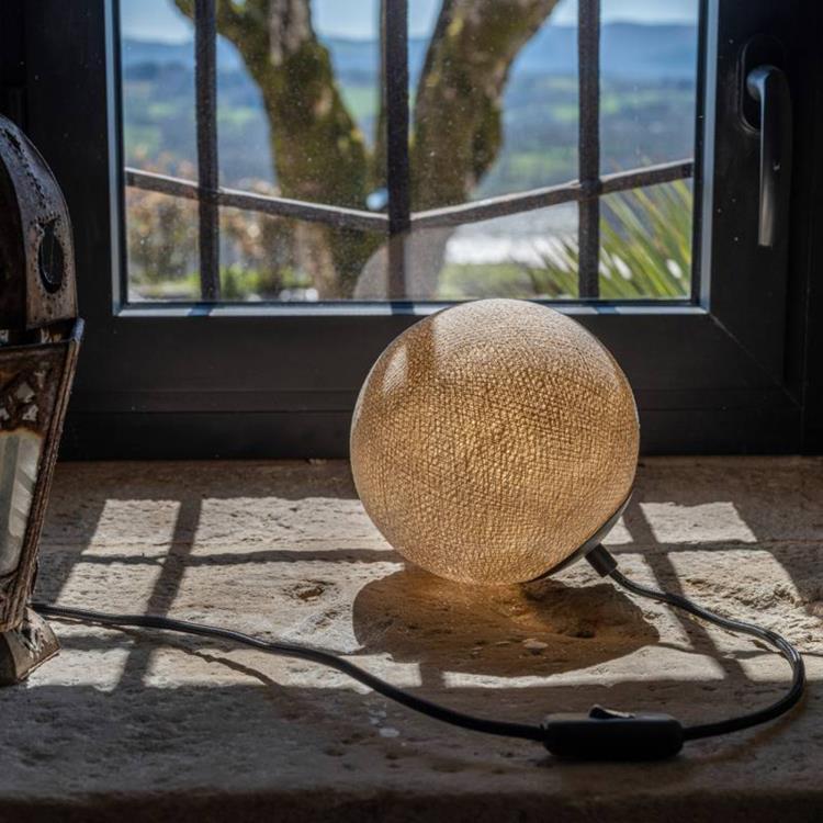 Suspension nomade globe tissé Ø17cm APAPA perle