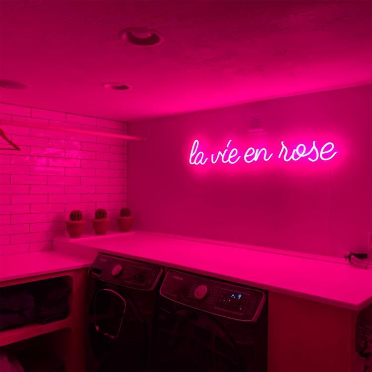 Néon LED L100cm LA VIE EN ROSE Rose