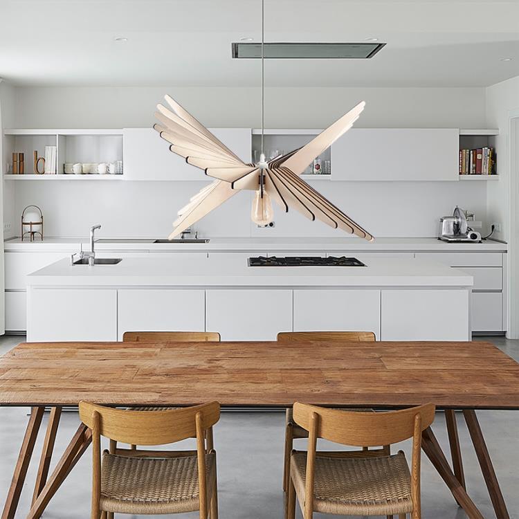 Suspension Bois FSC Ø100cm ALBATROS Bois câble blanc