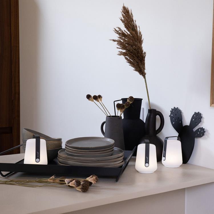 Pack 2 lots de 3 lampes nomades LED d'extérieur H12cm BALAD Carbone