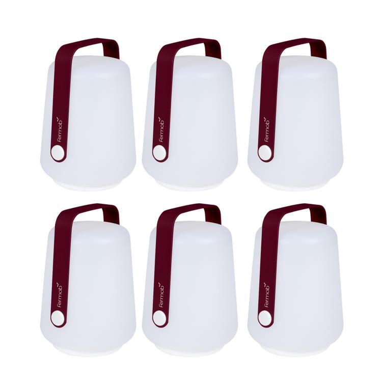 Pack 2 lots de 3 lampes nomades LED d'extérieur H12cm BALAD Cerise noire