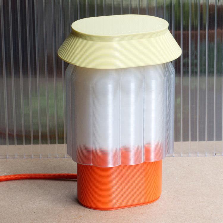 Lampe à poser matériaux recyclés H20cm NOUR Orange / Blanc / Jaune pastel