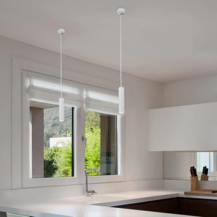 Suspension LED Métal Cylindre H18cm ORA Blanc