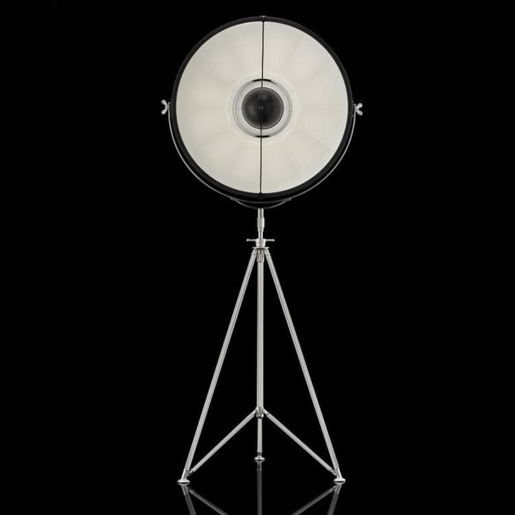 Lampadaire Trépied H210cm STUDIO 76 chrome noir et blanc