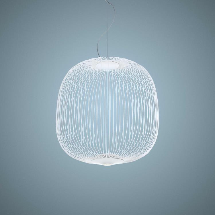 Suspension LED Fils de Fer Variateur H52,5cm SPOKES 2 Blanc