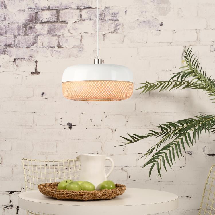 Suspension Bambou Naturel Ø40/H22cm MEKONG Blanc