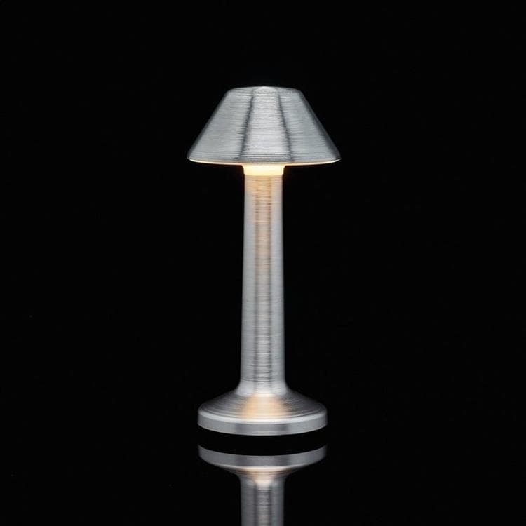 MOMENT-Lampe baladeuse d'extérieur LED rechargeable Cône H22,7cm Argenté