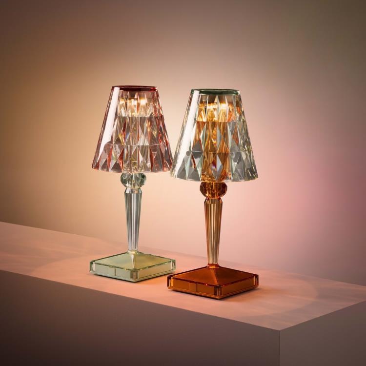 Lampe baladeuse LED d'extérieur rechargeable H26cm BATTERY Vert menthe / Orange pastel