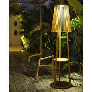 TINKA TECKA Torche d'extérieur LED à planter rechargeable & solaire Bois  H120cm teck gris Les Jardins - LightOnline